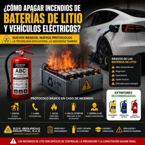 ¿Cómo apagar incendios de baterías de litio y vehículos eléctricos?