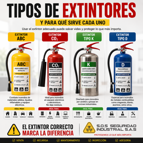 Tipos de extintores y para qué sirve cada uno